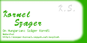 kornel szager business card
